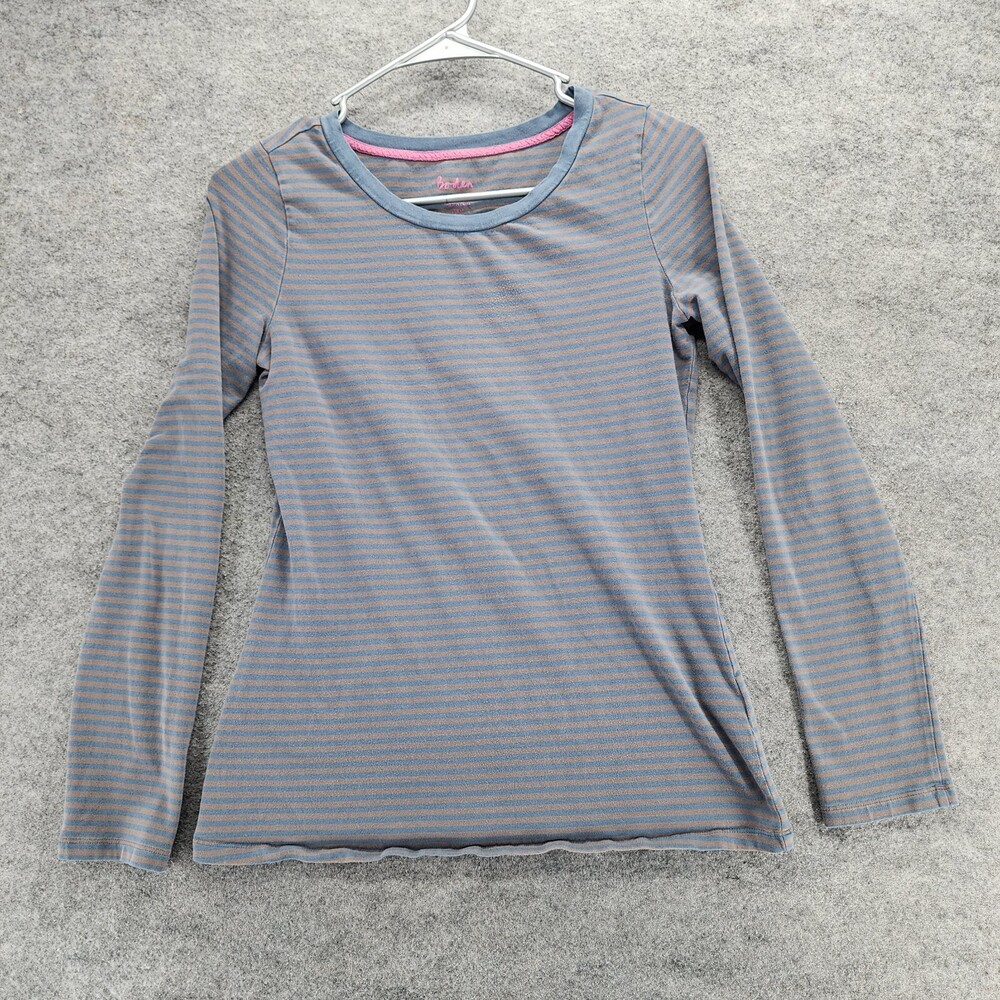Boden Shirt Womens 6 Long Sleeve Gray Striped